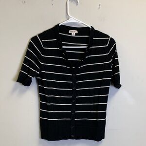Merona Charcoal and White Striped Knit Top
